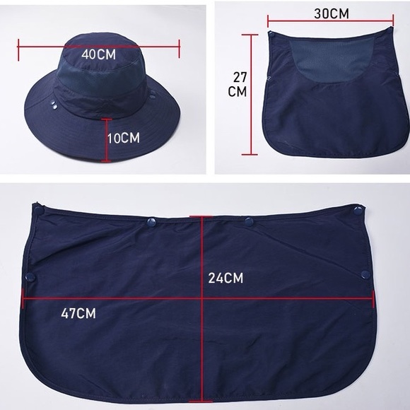 2 X Sun Protection Hats Removable Mesh Face Neck flaps Adjustable Size Unisex - Picture 10 of 14